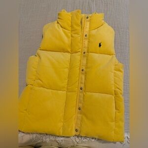Polo Ralph Lauren Yellow Down Corduroy Puffer Vest with Logo NWOT 2900